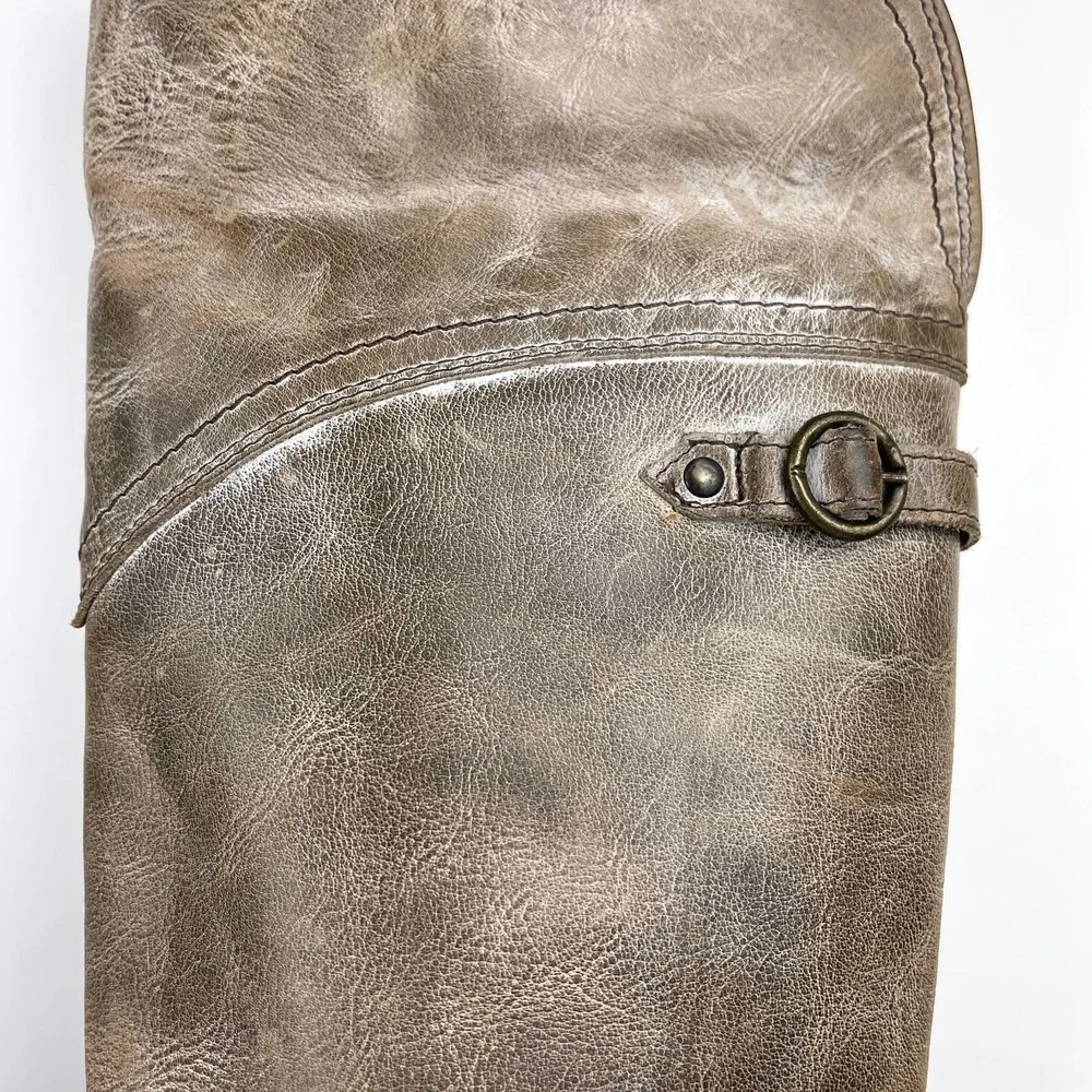 FRYE Jane Tall Cuffed Leather Boot 7.5 Taupe Brown Gray - Picture 9 of 14